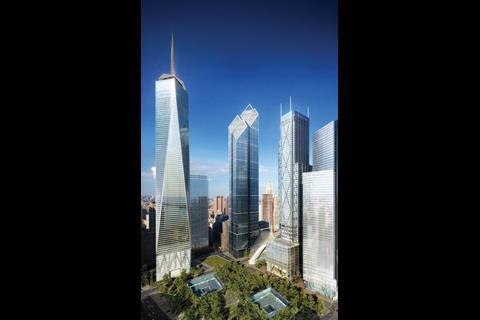 How the finished site will look, complete with Freedom Tower, towers 2, 3, 4 and memorial pools